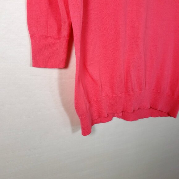 Y2K Vtg MERONA bright coral button up Cardigan Sweater Beaded Embroidered - Picture 8 of 8